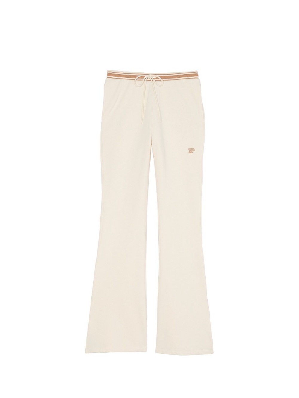 3/$25 PINK Victoria's Secret | Cream Boot Cut Lounge Pants with Tan Trim